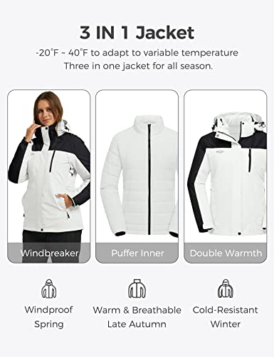 Image of Wantdo Women's 3 in 1 Waterproof Ski Jacket Windproof Winter Snow Coat Snowboarding Jackets Warm Raincoat