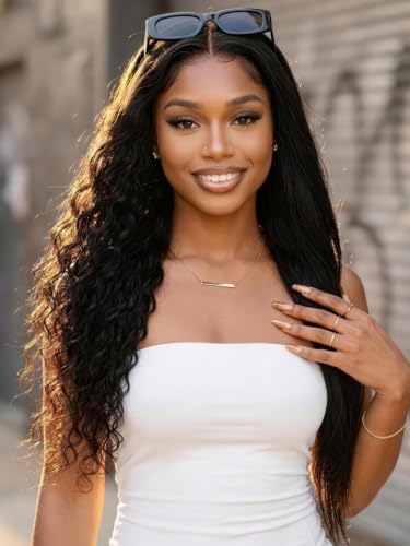 Image of KLAIYI 2 In 1 Straight to Water Wave Glueless 7x5 Lace Wig Human Hair 16 inch