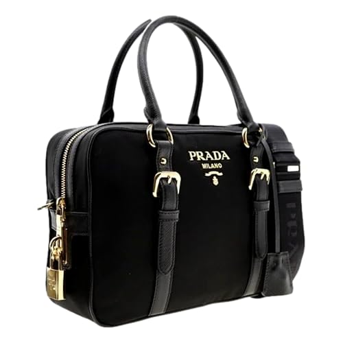 Prada Black Nylon Saffiano Satchel Shoulder Bag