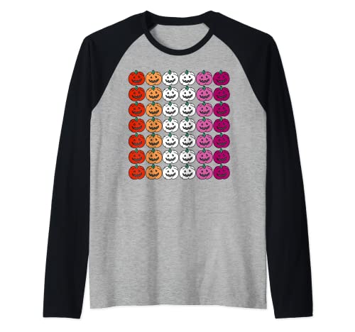 Lesbianas Halloween calabaza divertido regalo LGBTQ para Gay Halloween Camiseta Manga Raglan