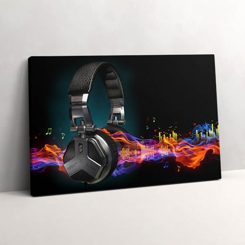 Tableau Casques et ondes sonores 60x40cm Peinture murale