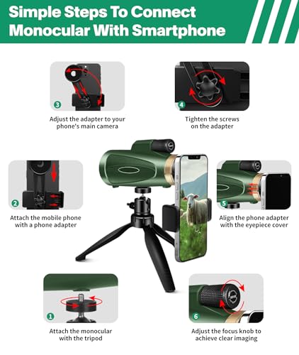 image for MD.LIFE Monocular Telescope 80x100 High Power with Smartphone Adapter 
