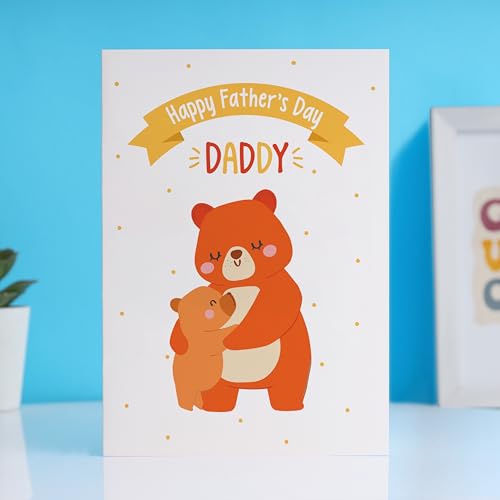 Image of Oye Happy - Father's Day Teddy Bear Card - Cute Dad & Baby Bear Greeting Card for Father's Day