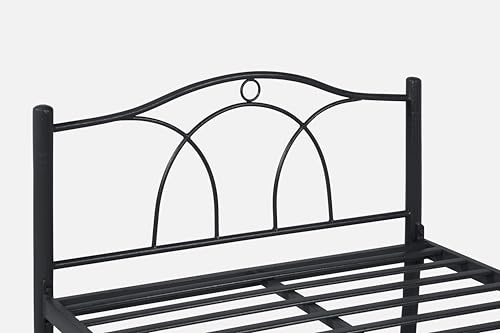 Image of Alto Metal Extra Single Size Bed Without Storage | Wrought Iron Cot with Headboard & Footboard| Sturdy Powder Coated Platform Bed Extra Single Size Cot for Bedroom (Alto Black)