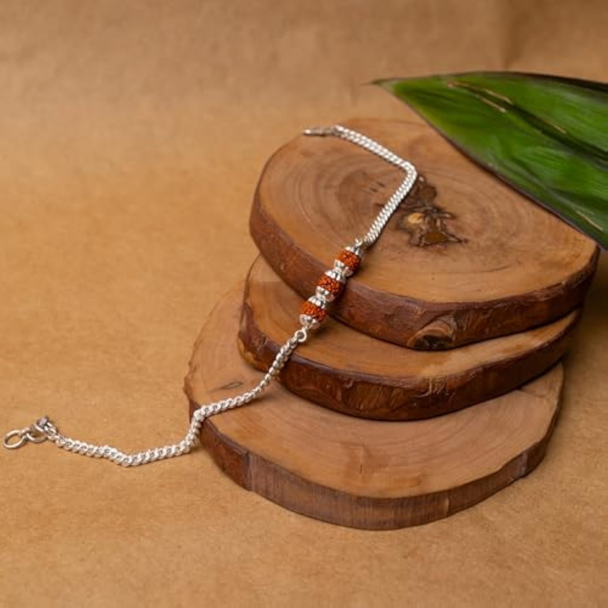Pure Silver Rudraksh Rakhi Bracelet Combo Set for Brother