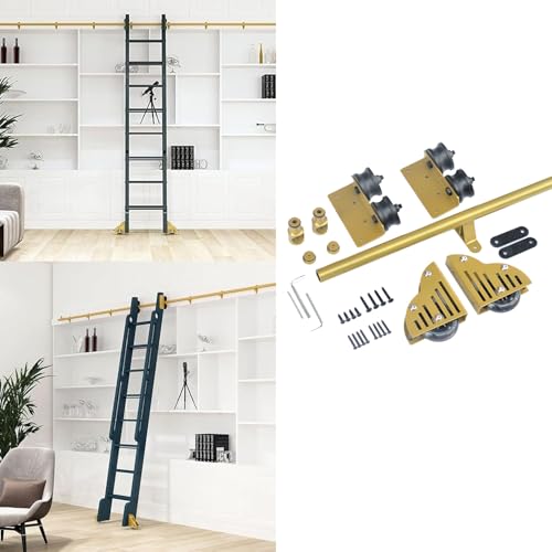Kit rail échelle coulissante dorée 122cm pour corriger l'accès aux meubles hauts