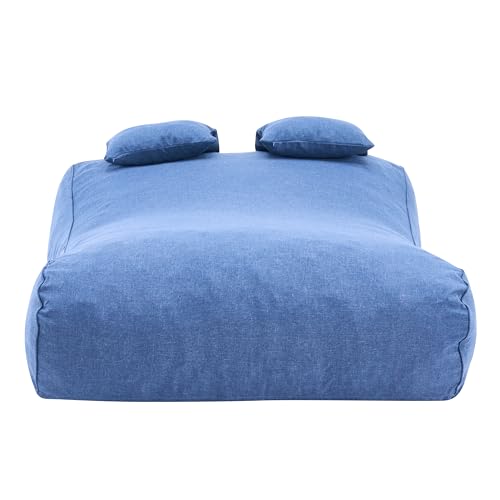 Christopher Knight Home Lemoore Giant Bean Bag Chair for Adults and Kids, Two-seat Bean Bag Sofa with Headrest Pillow, Outdoor Comfy Reading Chair, Patio Lounge Sofa for Poolside Garden, Navy Blue by Christopher Knight Home - Image 3