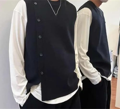 Men's Sleeveless Knitted Sweater Vest V-Neck Solid Color Casual Street Style Solid Color Pullover Vest4