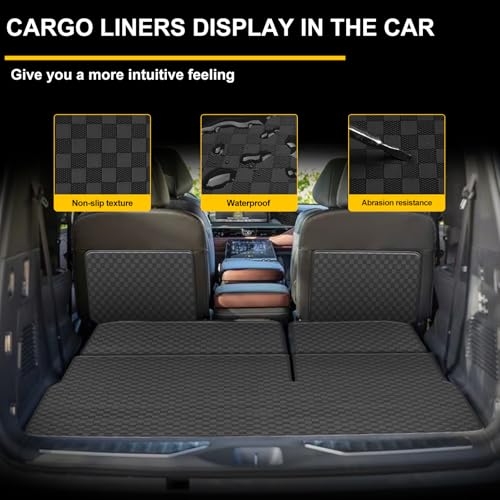 Image of Cargo Mat & Backrest Mat Fit for 2014-2024 Infiniti QX80 | 2017-2024 Nissan Armada | 2011-2013 Infiniti QX56 - All Weather PU Leather Trunk Liner and 2nd & 3rd Row Rear Backrest Prot