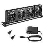 Seven Master Aquarium Chillers, Fish Tank Cooling Fan System 4-Head Wind Power and Angle Adjustable Clip On Chiller, 2 Gears for Control (4-Head)