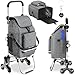 tectake® Carro de la Compra 3 en 1 Plegable, Carrito Compra con 6 Ruedas Supermercado, Bolsa Termica, Trolley con Capacidad 50L, Carro Plegable de Transporte con Estructura de Aluminio - Gris