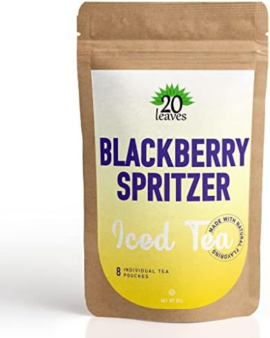 Blackberry Spritzer Lemonade Iced Tea made with Hibiscus and Lemon Myrtle - Caffeine Free - 8 Individual 1oz Filter Pouch Tea Bags, Each Yields 60oz of Tea - Packed in Resealable Kraft Bag