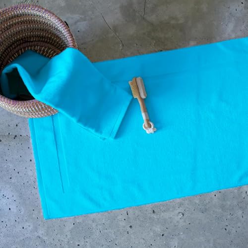 SALBAKOS 100% Turkish Cotton Towels (Aqua, 2 Bath Mats) - Thumbnail 7