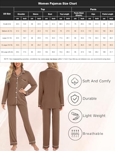 Image of Pjmlifecoco Pajamas Set Long Sleeve Womens Button Down Sleepwear Two Piece Nightwear Soft Pj Lounge Sets S-XXL