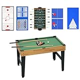 SPORTNOW Tavolo Multigioco 13 in 1, Tavolo da Gioco Multifunzione con Calcio Balilla, Biliardo, Ping Pong, Ice Hockey, Anelli, Scacchi, Backgammon, Dama, Bowling ecc. per Adulti e Bambini, Casa Scuola