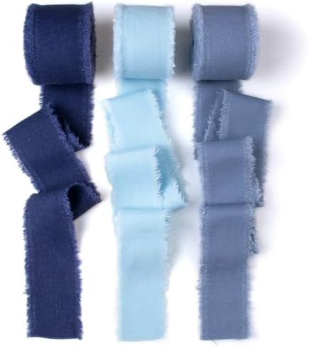 Amazon.com: Mlurcu Blue Cotton Linen Ribbon 1.5" x 21Yds Boho Vintage ...