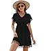 Produktbild Onfettic Damen Strandkleid Sommer Badeanzug Strandtunika Chiffon Strandponcho Sommerkleider Bikini Cover mit V-Ausschnitt (Schwarz, M)