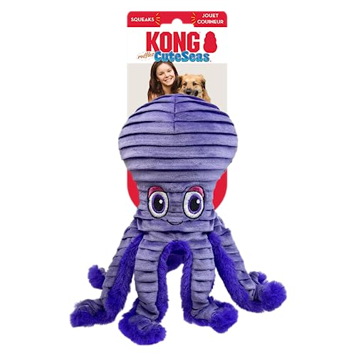 KONG Cuteseas Rufflez Brinquedo de pelúcia macia para cães (polvo)