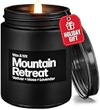 Wax & Wit Black Scented Candles for Men – Mountain Retreat Candle - 9oz, Soy Wax, Cotton Wick, Long Lasting 50 Hour Burn, Aromatherapy for Home - Gifts for Men, Dad, Husband, Boyfriend, Coworker