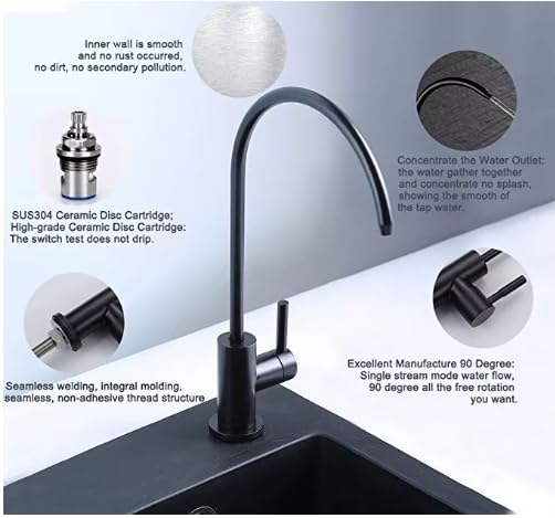 Image of Parijata SS Black Faucet for RO Water Purifier (Black)