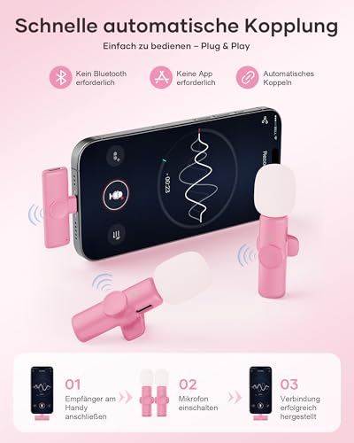 CZOCPOS Kabelloses Lavalier Mikrofon 2er Set, Mini Mikrofon für Phone, - Image 2