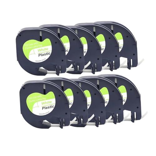 10/20/30/50�� 91331 91201 12mm ���n�ɍ��������x���e�[�v - Dymo LetraTag LT100H LT-100T ���x�����[�J�[�p���e�[�v�Ή�(White-10pcs)
