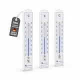 Lantelme 3er Set Außenthermometer Analog | Stromlos | Wetterfest & Gut...