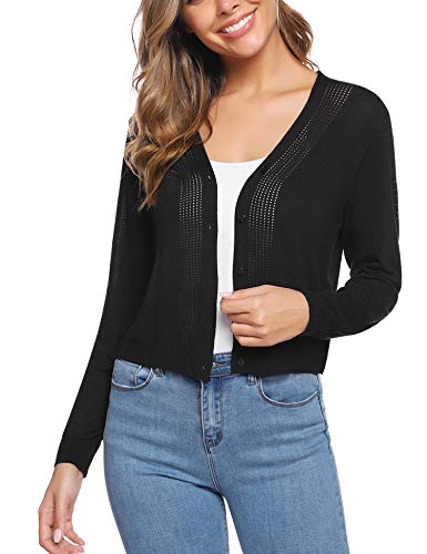iClosam Women Cropped Long Sleeve Bolero Shrug Button Down Cardigan Sweater