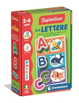 Clementoni Sapientino - Le Lettere, Gioco Educativo per Bambini 2-4 Anni con Tessere per Imparare Le Lettere dell'Alfabeto, Made in Italy, Lingua Italiana, 16862