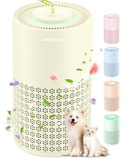 AIRROMI Purificatore d'aria per camera da letto con filtri HEPA Fet, purificatore d'aria per animali domestici, per la casa e l'odore di pipì di gatto, copre fino a 200 m², silenzioso, filtro