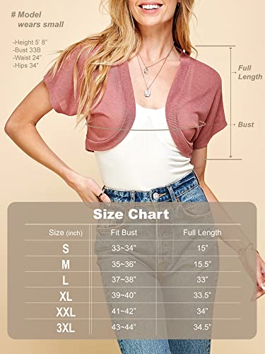Image of Lock and Love Women's Versatile Open Front Lightweight Short Sleeve Bolero Shrug