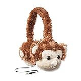 ReTrak Retractable Animalz Tangle-Free, Volume Limiting (85 dB) Over Ear Headphones for Kids, Brown Monkey (ETAUDFMNKY)