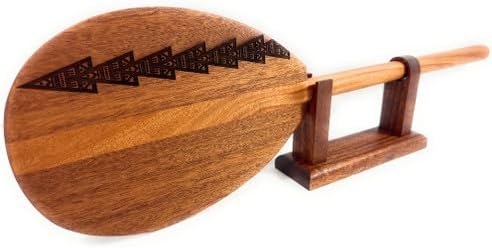 Tikimaster Trophy Koa Paddle 24 inch Etched Tribal Design w/Stand -Made in Hawaii | #koa7022h