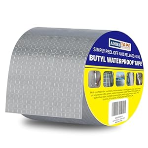 ADHES Cinta de butilo adhes, cinta de sellado de techo impermeable, cinta de papel de aluminio gris fuerte 100 mm x 5 m(Modelo: RA100-2, Color del pegamento: Gris)