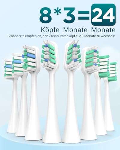 Elektrische Schallzahnbürste für Herren – Schallzahnbürste für Erwachsene mit 8 Bürstenköpfen und Reiseetui, 5 Modi, wasserdicht nach IPX7, wiederaufladbare elektrische Reisezahnbürste, blau – Bild 4