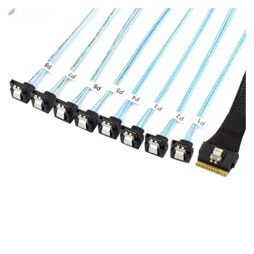Cable de conversión PCI-E Slimline S/AS SFF-8654 a 8x SATA 0.5m miniatura 3