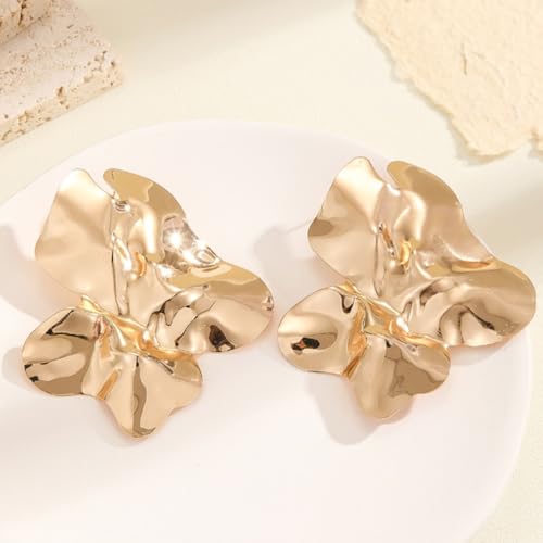 Statement Chunky Large Silver Earrings for Women Trendy, Big(Gold) by OAOSIOH - Used condition - Image 3