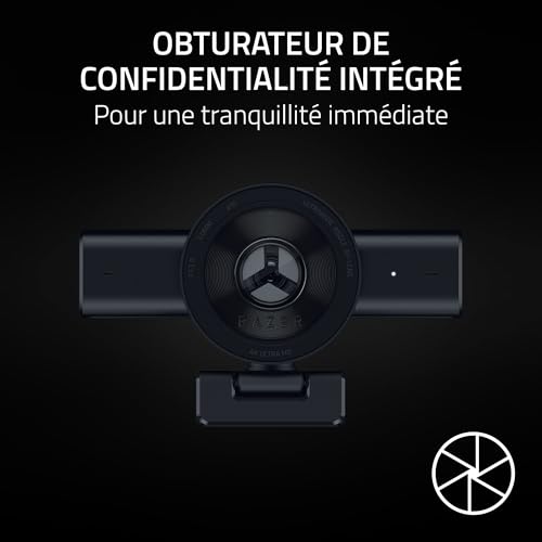 Razer Kiyo V2 – Webcam 4K 30FPS avec Cadrage Automatique alimenté par l'IA - 1080p 60FPS, Cache intégré, HDR, Objectif Ultra Grand Angle, Compatible avec MS Teams, Zoom, Google Meet | Noir
