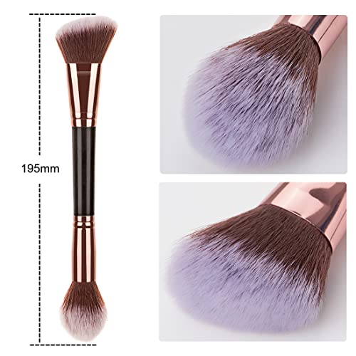 Foundation Brush And Angled Eyebrow Brush, Double Ended Makeup Brushes For Blending Liquid Powder, Concealer, Blush, Eyeshadow #TOP2