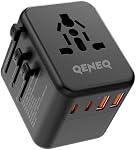 Universal Travel Adapter International World Adapter 5 in 1 European Travel Plug Fast Charger 2xUSB-A 2xUSB C Worldwide AC Outlet Adaptateur Voyage Adaptor Universal for Europe USA UK AUS Asia
