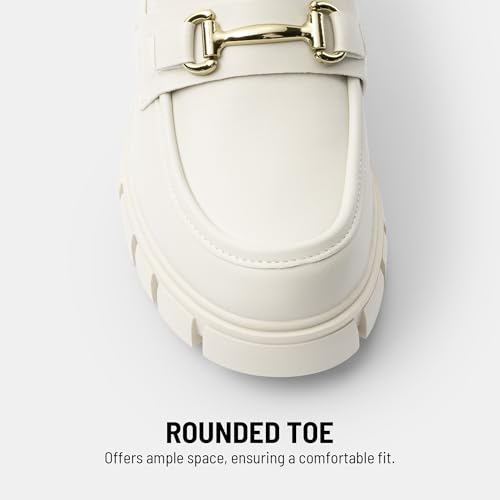 DREAM PAIRS Loafers for Women, Platform Chunky Loafers & Slip On Casual Shoes, Beige, Size 11, SDLS2321W