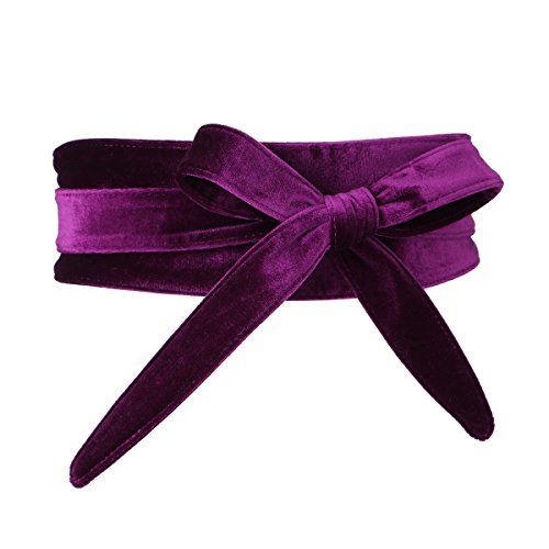 Shengweiao Women's Soft Velvet Wrap Around Self Tie Waist Belt (Purple)2