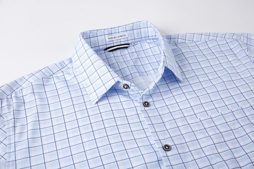 Alex Vando Mens Button Down Shirts Wrinkle Free 4-Way Stretch Print Business Casual Shirt