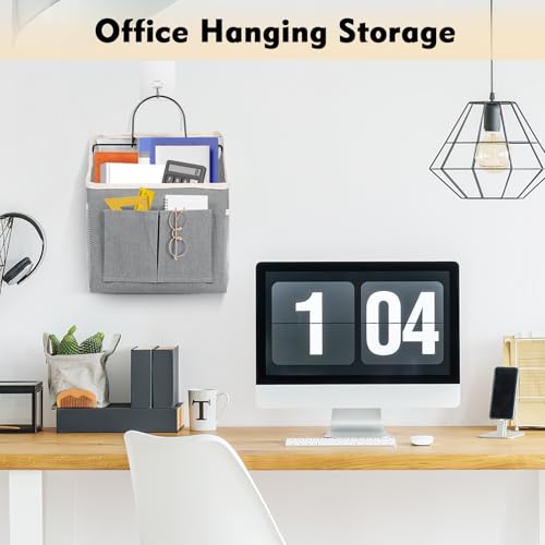 AiQInu 2 Stück Hängende Aufbewahrungstasche, Aufbewahrung mit 5 Fächer, Hochwertigem Segeltuch Lagerung Veranstalter, High Capacity Faltbares Wandorganizer, für Badezimmer, Zuhause, Büro, Wohnmobil