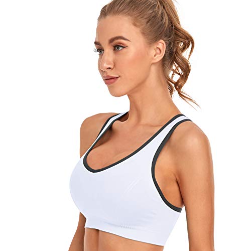 GXXGE Padded Racerback Sports Bras for Women High Impact Workout Yoga Gym Activewear Fitness Bra White Large - Thumbnail 2