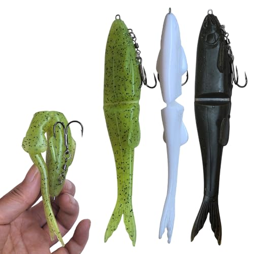 MSIZNX Soft Glide Bait for Bass Fishing Pre-Rigged Swimbait Fishing Lures for Freshwater Jointless Soft Bait Slow Sinking Silicone Swim Bait Big Bass Lures & Musky Lures