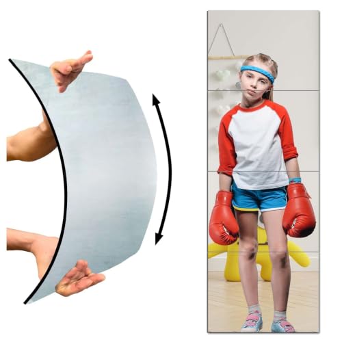 Unbreakable Door Mirror Full Length,Full Body Mirror for Kids, 4PCS x 12 x 16 inch About, Shatterproof Plexiglass Long Mirrors for Bedroom Closet, Children Plastic Mirrors Non Glass Stick on Miroir