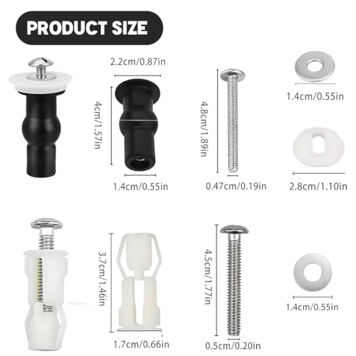 OIGWBPH 4 pcs Universal Schrauben für WC Sitz, Schrauben für Toilettensitz, Befestigung an der Oberseite, Sackloch Toilette Deckel, Toilettendeckel, Klodeckel