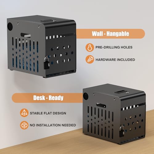 8 Tablet Charging Station Lock Box - Fits 14" Screen, Steel Case & Lockable Door,2 Keys Included - for Chromebook,ipads,Laptop and Tablets - Ideal for Offices, Classrooms and Hospitals(Black)