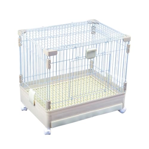 Apaeoflうさぎ ケージ 大型 ハムスター 鶏用 モルモットやハリネズミなどの小動物 屋根付き 天井扉 キャスター付き 組立簡単 (ベージュ,M(60*46*56cm))